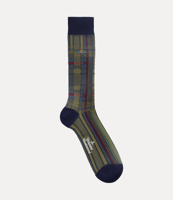 Vivienne Westwood Oversize Madras Socks in DARK BLUE